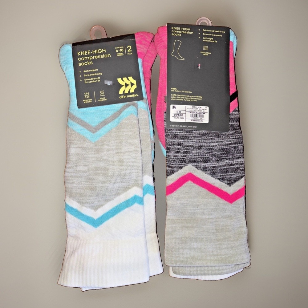 All in Motion Knee-High Compression Socks - Women's Size 4-10 - 4 Pair